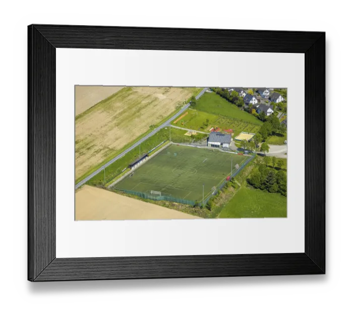 Framed Print : Aerial view, football stadium SuS Reiste e Framed Print : Aerial view, football stadium SuS Reiste e