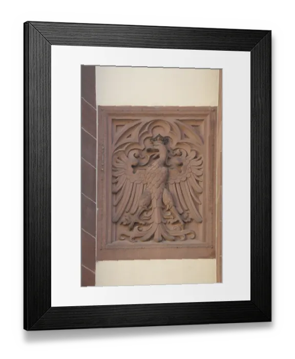 Framed Print : Stone eagle as state coat of arms and city coat of arms
