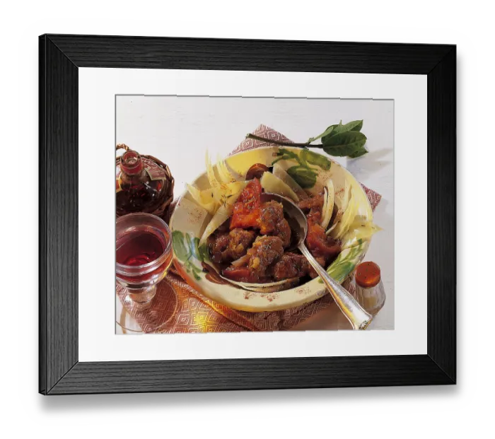 Framed Print : Lamb stew with vegetables, hearty stew, Bulgaria