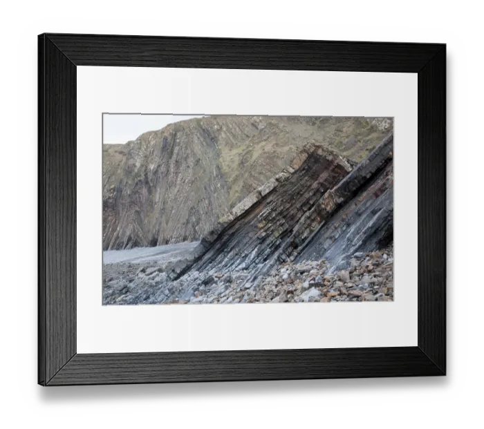 Framed Print : Complex folding of sedimentary rock strata in coastal cliffs at Hartland Quay Framed Print : Complex folding of sedimentary rock strata in coastal cliffs at Hartland Quay
