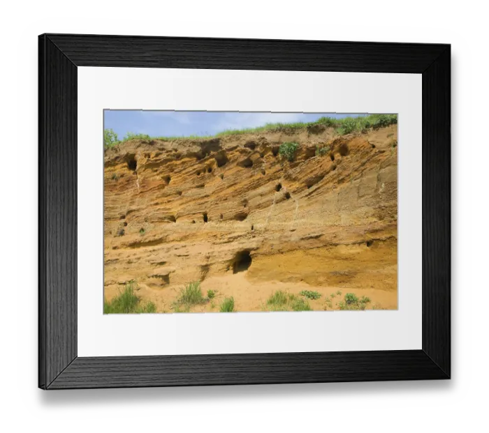 Framed Print : Red crag rock exposed at Buckanay Pit quarry Framed Print : Red crag rock exposed at Buckanay Pit quarry