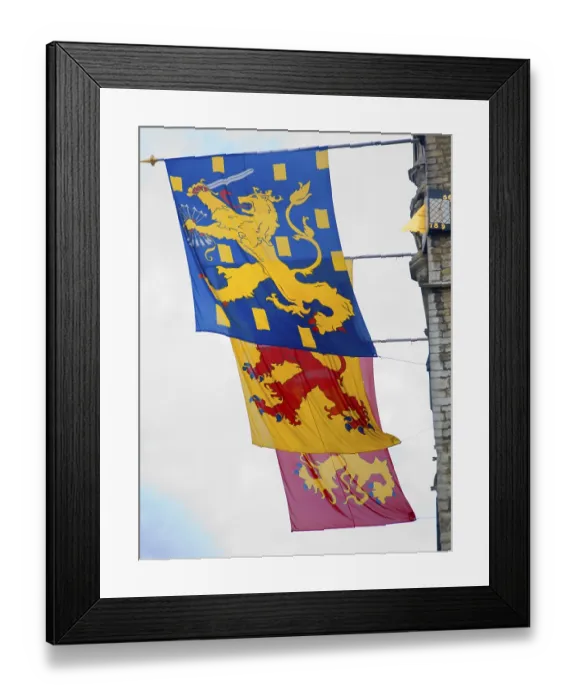 Framed Print : Flags flying against the sky, Gouda, Netherlands Framed Print : Flags flying against the sky, Gouda, Netherlands