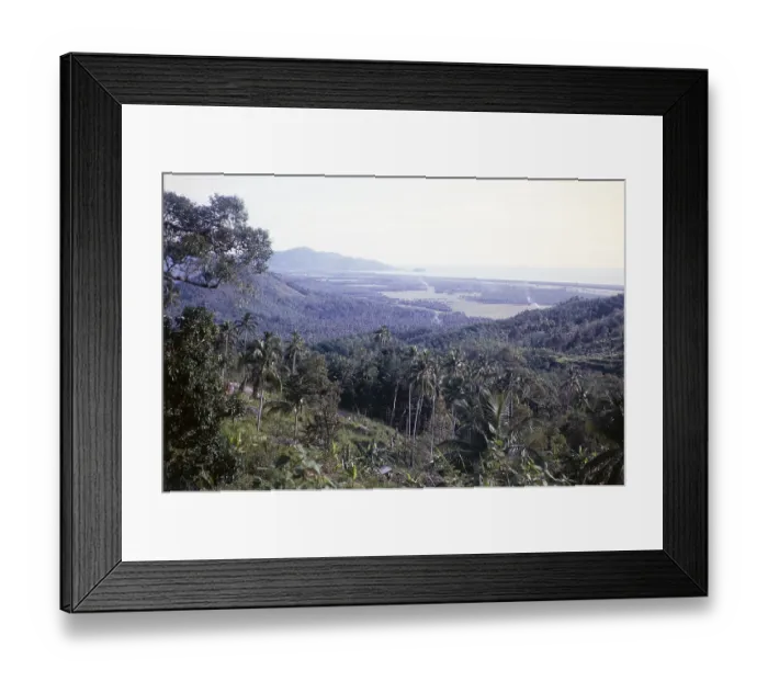 Framed Print : View to coastline south west from hills over agricultural land on plain