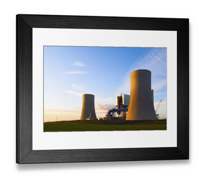 Framed Print : Cooling towers and boiler house of the BOA power plant Neurath Framed Print : Cooling towers and boiler house of the BOA power plant Neurath
