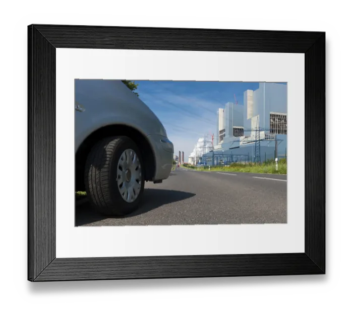 Framed Print : View around a car of the new Neurath lignite-fired power station
