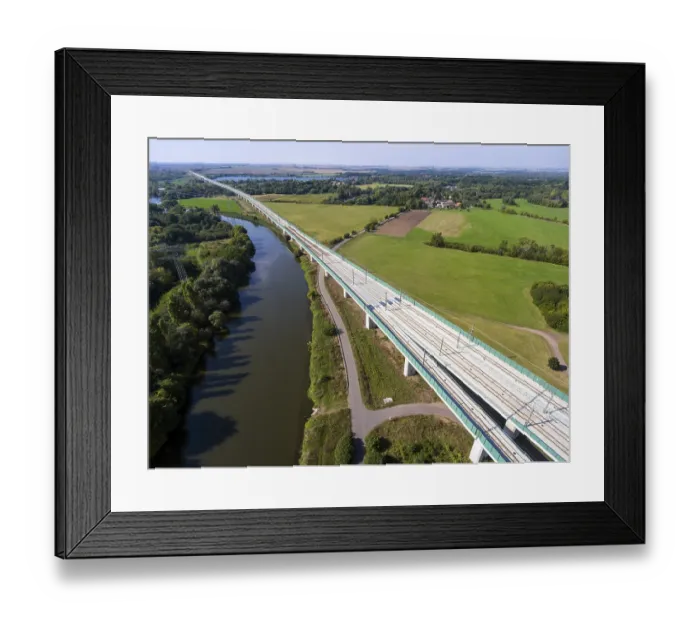 Framed Print : Aerial view of the approximately six-kilometre-long Saale Elster Valley Bridge near Halle