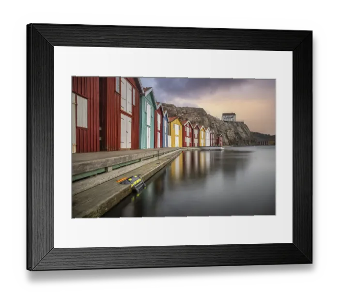 Framed Print : Small colourful houses by the sea Framed Print : Small colourful houses by the sea