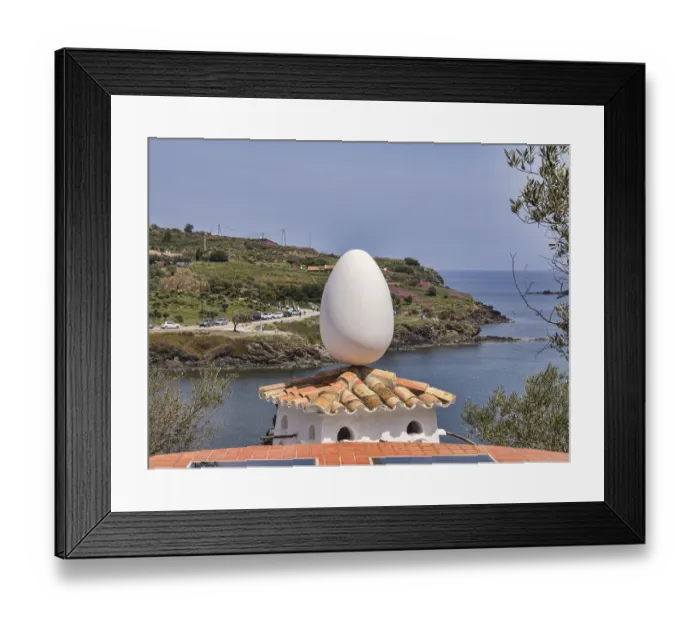 Framed Print : Salvador Dali sculpture of an egg on top of a dovecote
