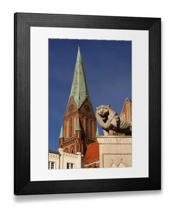 Framed Print : Schwerin Cathedral against blue sky
