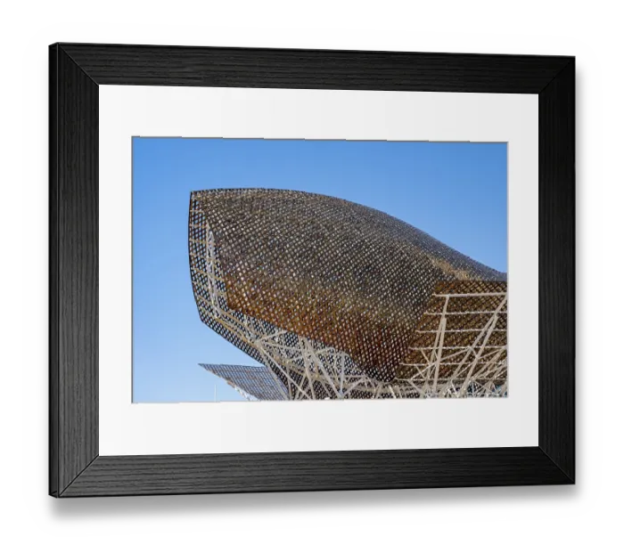 Framed Print : Peix d'Or, Goldfish sculpture designed by Frank Gehry