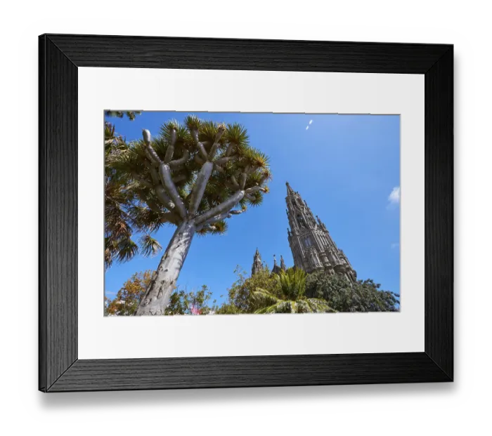 Framed Print : Arucas Cathedral, Tower, Super wide angle