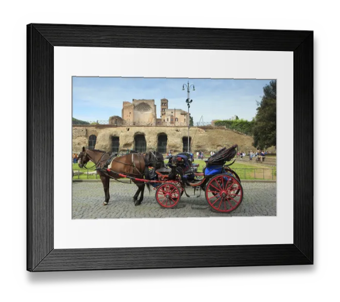 Framed Print : Horse-drawn carriage, in front of Colosseum