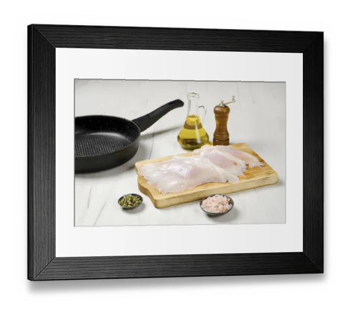 Framed Print : Raw fresh peeled stingray wings ready for frying