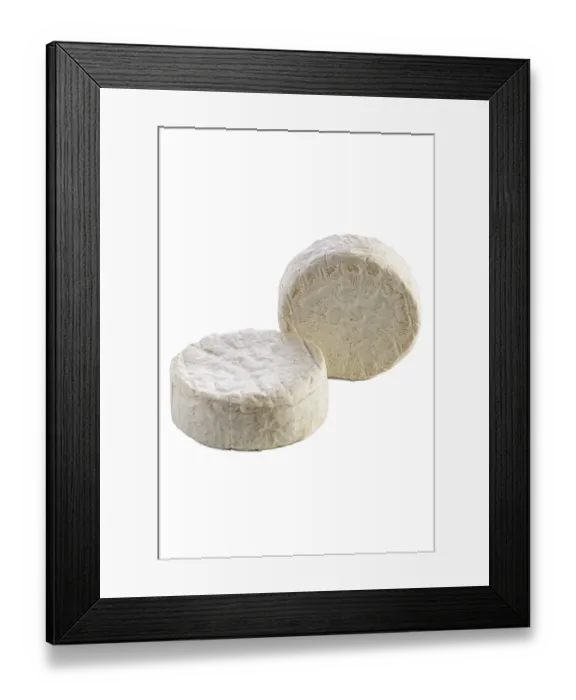 Framed Print : Camembert cheese isolated on white background