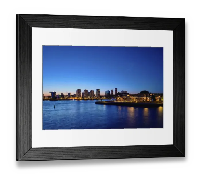 Framed Print : Rotterdam Noordereiland on Nieuwe Maas river island on illuminated at night