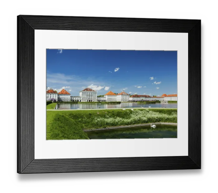 Framed Print : Swans in fountain in front of the Nymphenburg Palace Framed Print : Swans in fountain in front of the Nymphenburg Palace
