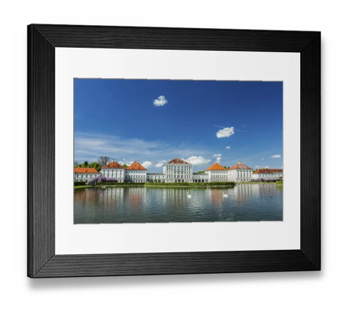 Framed Print : Swans in artificial pool in front of the Nymphenburg Palace Framed Print : Swans in artificial pool in front of the Nymphenburg Palace