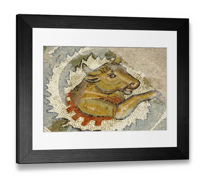 Framed Print : Bull, antique Roman floor mosaic