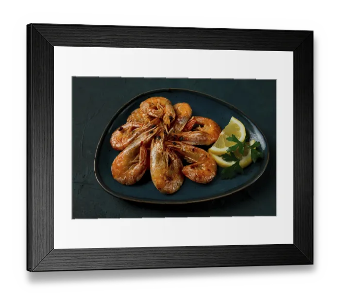 Framed Print : Fried with spices, King prawns