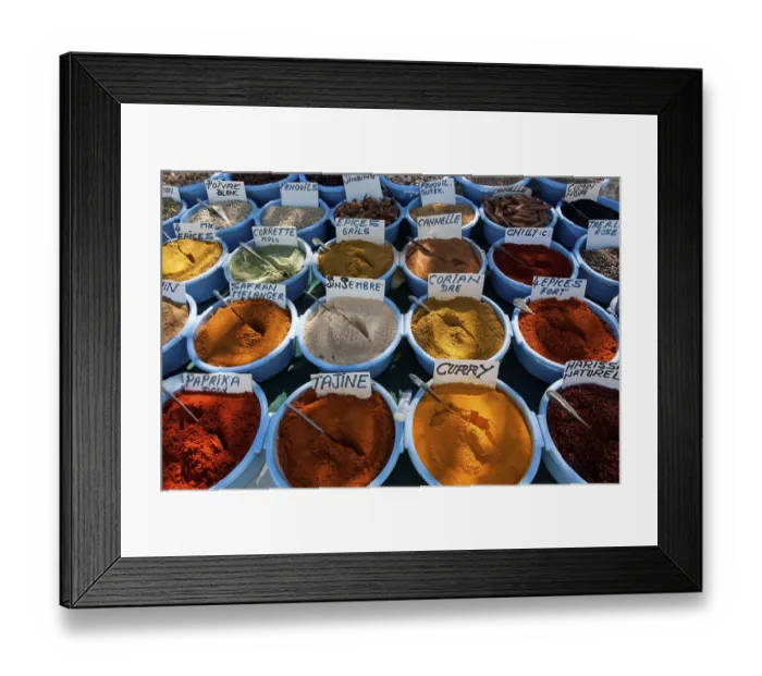 Framed Print : Spices, market, bazaar, Djerba, Tunisia