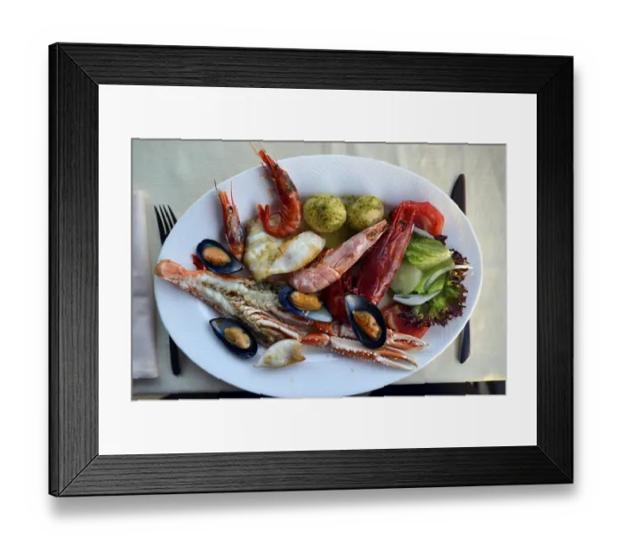 Framed Print : Typical fish dish with shrimps Framed Print : Typical fish dish with shrimps