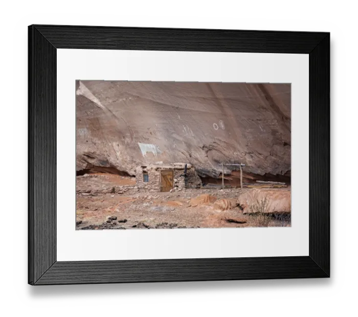 Framed Print : Navajo Indian paintings and dwelling