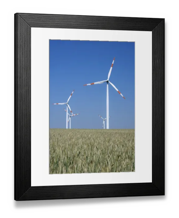 Framed Print : Wind turbines in a grain field, seen in Germany Framed Print : Wind turbines in a grain field, seen in Germany