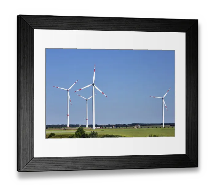 Framed Print : Modern wind turbines in a rural region in Germany Framed Print : Modern wind turbines in a rural region in Germany