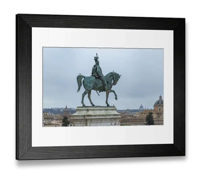 Framed Print : A picture of the Equestrian Statue of Victor Emmanuel II overlooking the city of Rome from the Altar of the Fatherland