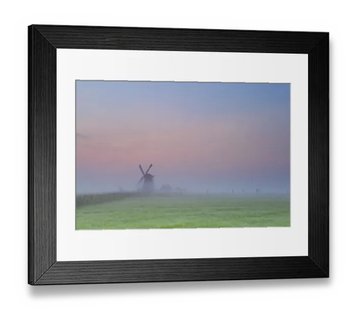 Framed Print : Windmill silhouette over sunrise sky