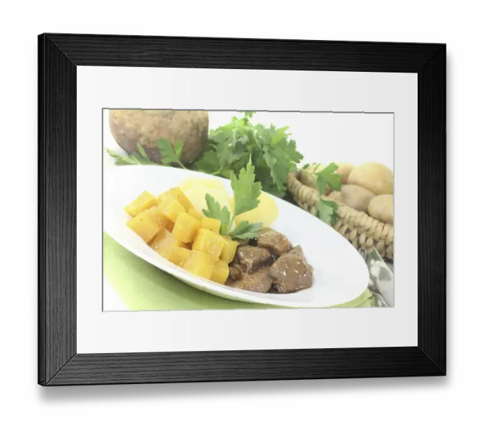 Framed Print : Game goulash with turnips on a light-coloured background Framed Print : Game goulash with turnips on a light-coloured background