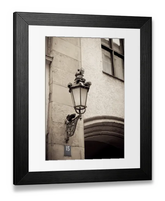 Framed Print : Retro style image of street lamp with doves on a wall Framed Print : Retro style image of street lamp with doves on a wall