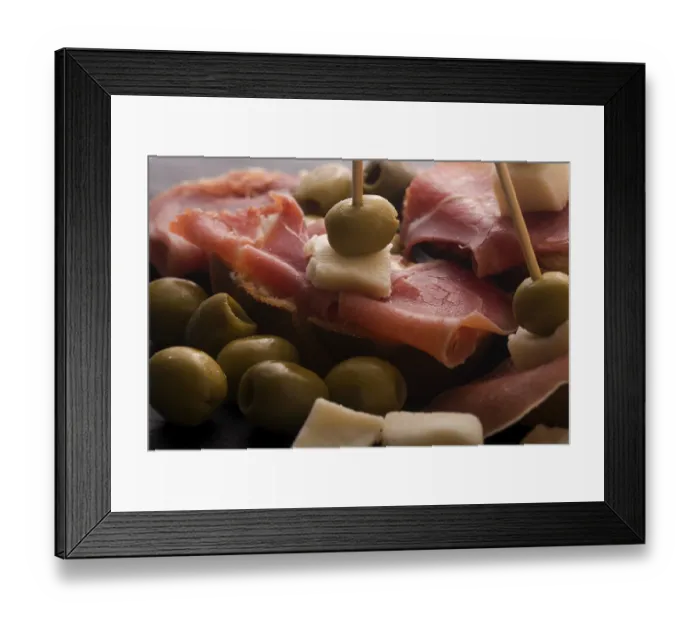Framed Print : Spanish food tapas. Cooking, chopped