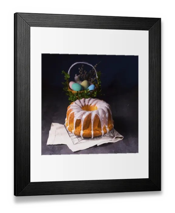 Framed Print : Delicious Easter sand cake with white cake icing Framed Print : Delicious Easter sand cake with white cake icing