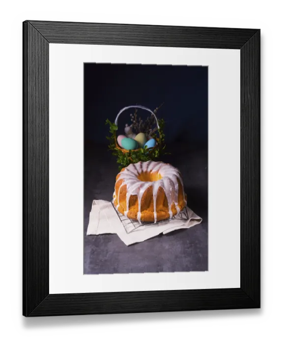 Framed Print : Delicious Easter sand cake with white cake icing Framed Print : Delicious Easter sand cake with white cake icing