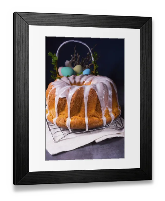 Framed Print : Delicious Easter sand cake with white cake icing