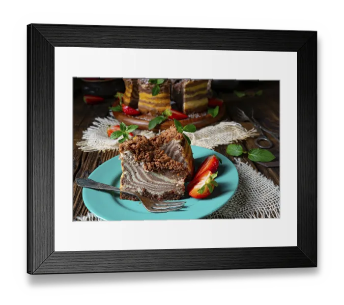 Framed Print : Delicious and creamy zebra cheesecake