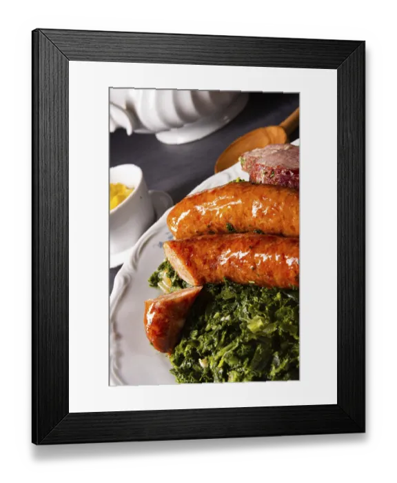 Framed Print : Oldenburg kale with sausage and smoked pork loin