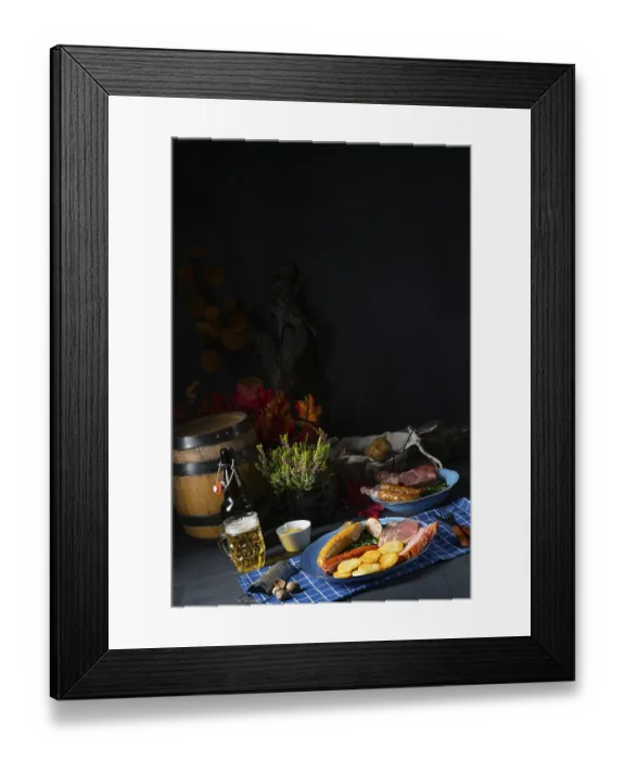 Framed Print : Delicious Oldenburg kale with Pinkelwurst sausage