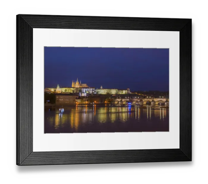 Framed Print : Vltava river with famous Hradcany castle and St Framed Print : Vltava river with famous Hradcany castle and St