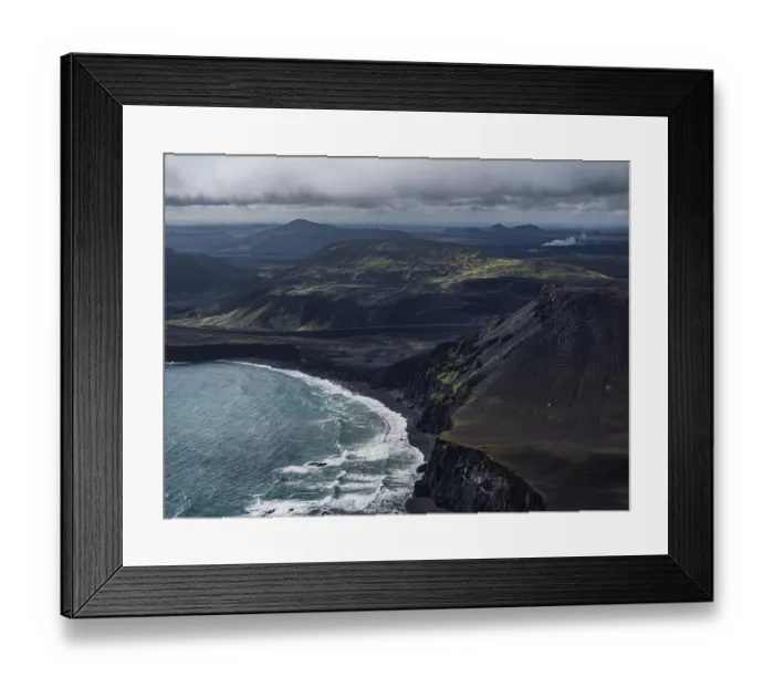 Framed Print : Coast, mountains, sea, volcanic landscape