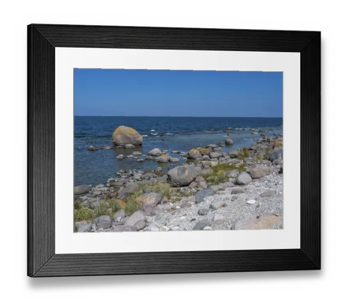 Framed Print : Stones on the shore of the island of Stora grundet on the northern tip of the Swedish island of Oland