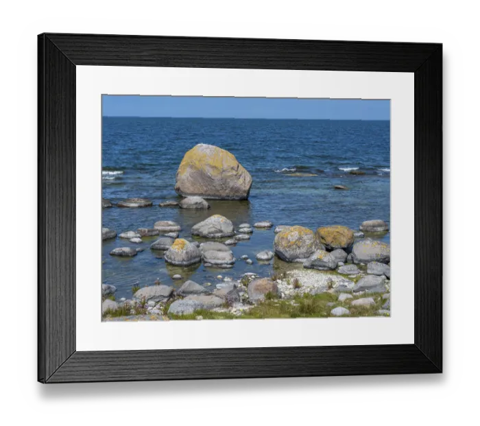 Framed Print : Stones on the shore of the island of Stora grundet on the northern tip of the Swedish island of Oland