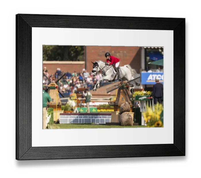 Framed Print : Susan Horn of Canada, riding, Dominka Van De Lucashoeve