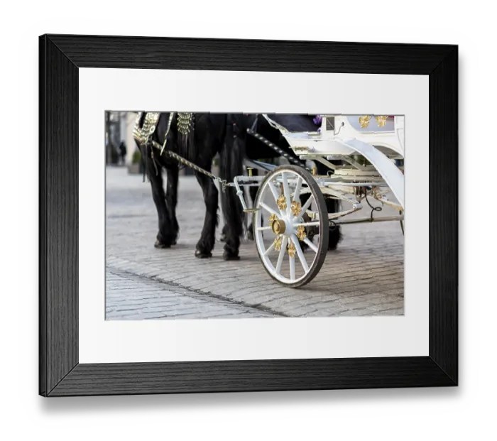 Framed Print : Horses with a carriage on the main square of Krakow in Poland