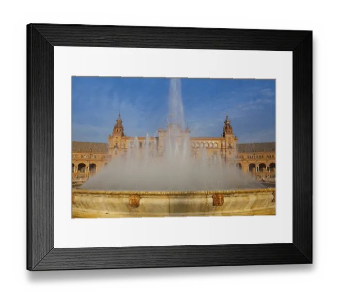 Framed Print : Fountain on Plaza de Espana - Spanish Square in Seville