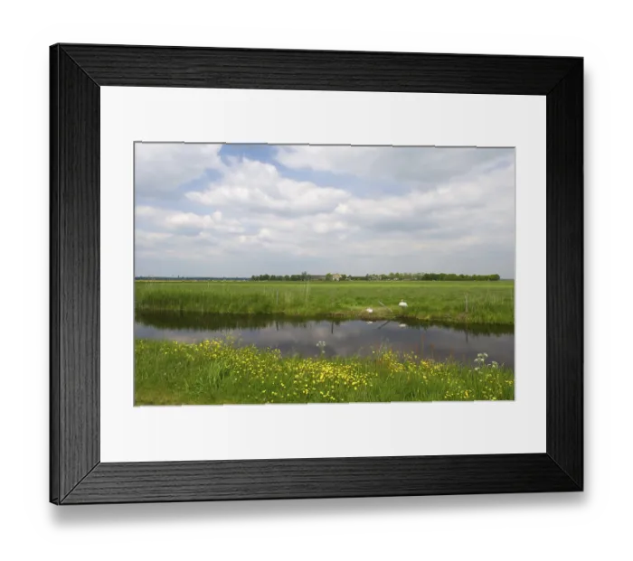 Framed Print : Agricultural landscape with water