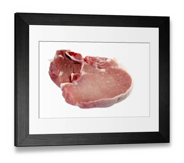 Framed Print : Pork chop on a light background Raw Pork Chop isolated on white Background Framed Print : Pork chop on a light background Raw Pork Chop isolated on white Background
