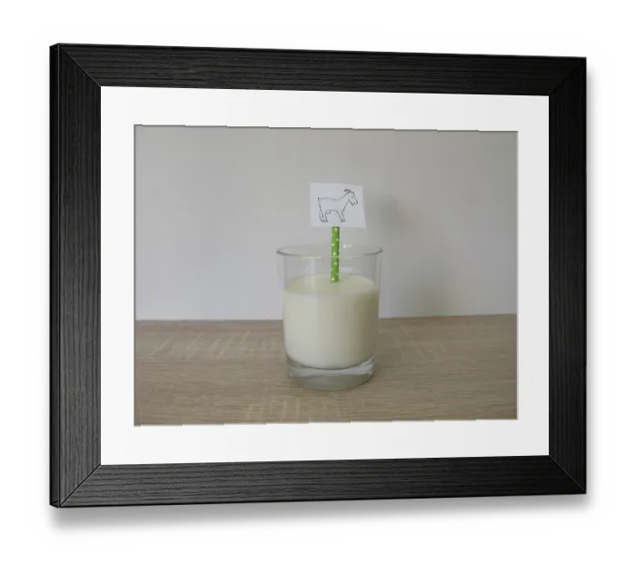 Framed Print : A glass of fresh goat's milk A glass of fresh goat's milk