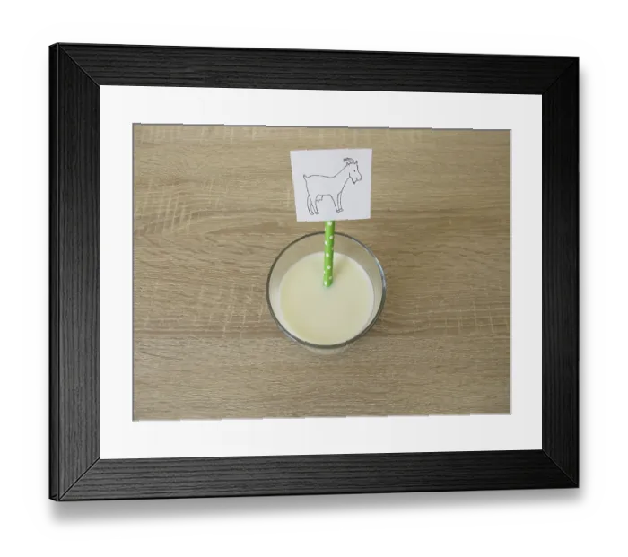 Framed Print : A glass of fresh goat's milk A glass of fresh goat's milk